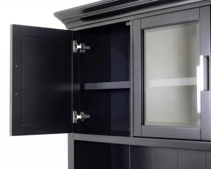 Martin Furniture - Abby - Modern Wood Hutch With Doors and Desk, Storage Hutch and Credenza, Office Storage, Fully Assembled, Black - IMAY682B-689BKIT view 7