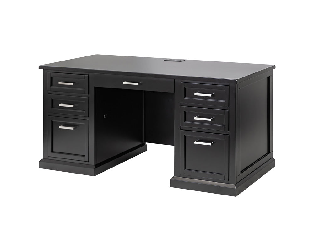 Martin Furniture - Abby - Modern Wood Hutch With Doors and Desk, Storage Hutch and Credenza, Office Storage, Fully Assembled, Black - IMAY682B-689BKIT view 9
