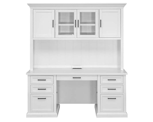 Martin Furniture - Abby - Modern Wood Hutch With Doors and Desk, Storage Hutch and Credenza, White - IMAY682-689KIT veiw 2