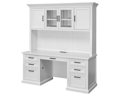 Martin Furniture - Abby - Modern Wood Hutch With Doors and Desk, Storage Hutch and Credenza, White - IMAY682-689KIT veiw 3