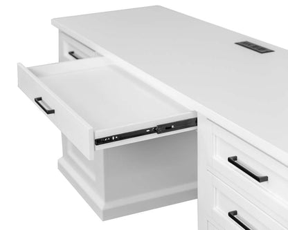 Martin Furniture - Abby - Modern Wood Hutch With Doors and Desk, Storage Hutch and Credenza, White - IMAY682-689KIT veiw 5