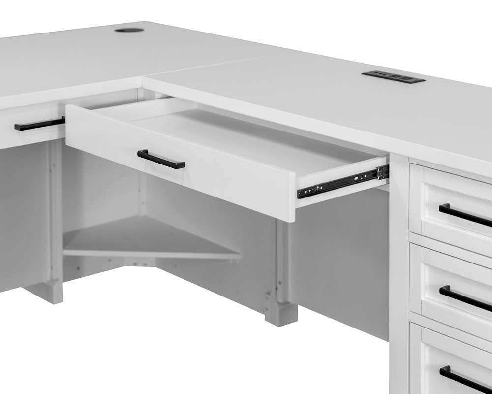 Martin Furniture - Abby - Modern Wood L-Desk & Return, Writing Table & Return, Office Desk & Return, Corner Desk & Return, White - IMAY664R-KIT veiw 3