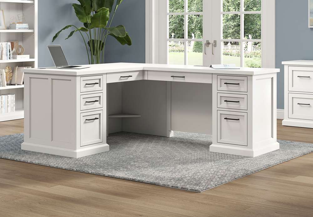 Martin Furniture - Abby - Modern Wood L-Desk & Return, Writing Table & Return, Office Desk & Return, Corner Desk & Return, White - IMAY664R-KIT view 1