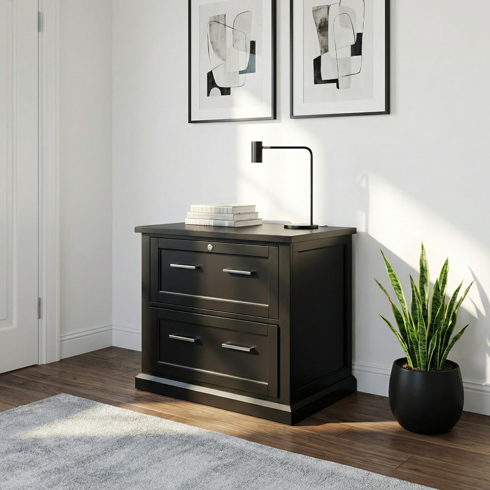 Martin Furniture - Abby - Modern Wood Lateral File, Office Lateral File, Storage File Drawer, Fully Assembled, Black - IMAY450B view 9