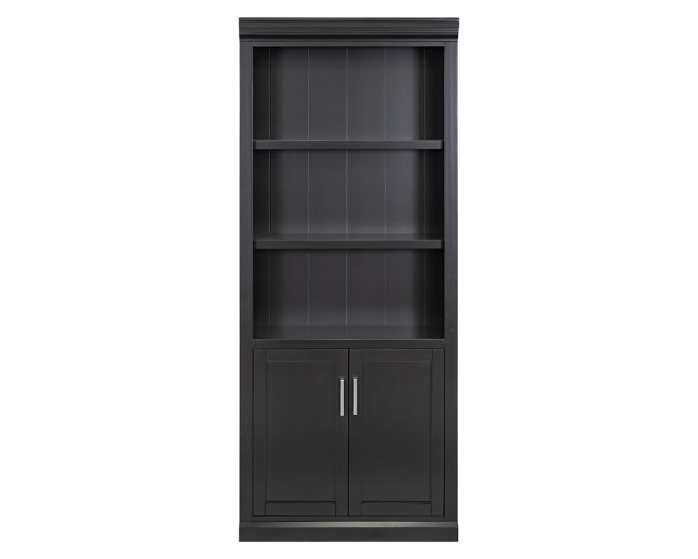 Martin Furniture - Abby - Modern Wood Lower Doors Bookcase, Office Bookcase, Office Shelving, Office Storage, Fully Assembled, Black - IMAY3278DB view 2
