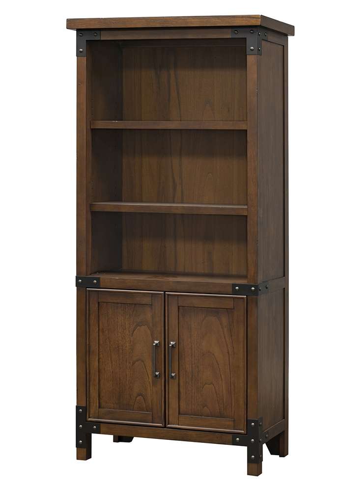 Martin Furniture - Addison Rustic Bookcase With Doors, Brown - IMAD3472D veiw 3