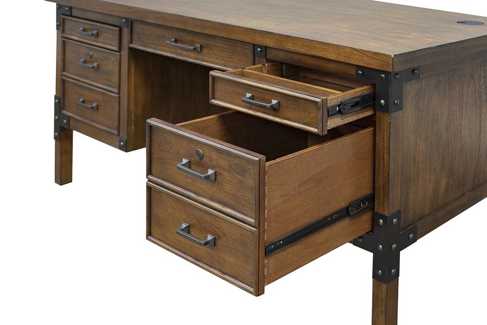 Martin Furniture - Addison Rustic Half Pedestal Executive Desk, Brown - IMAD660 veiw 4