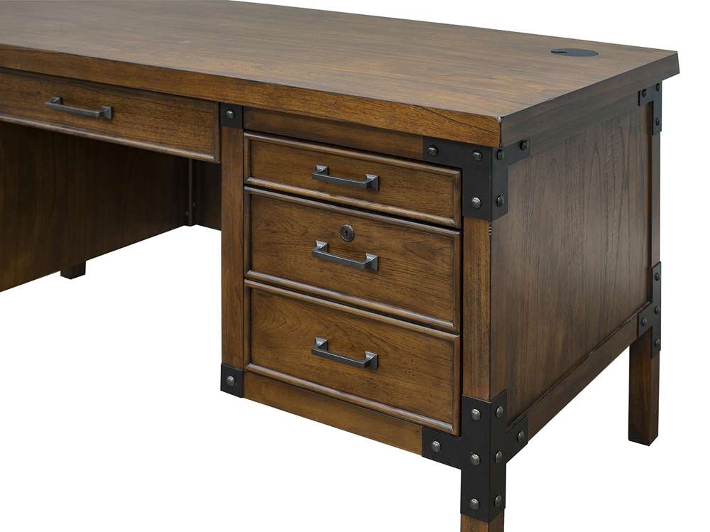 Martin Furniture - Addison Rustic Half Pedestal Executive Desk, Brown - IMAD660 veiw 5