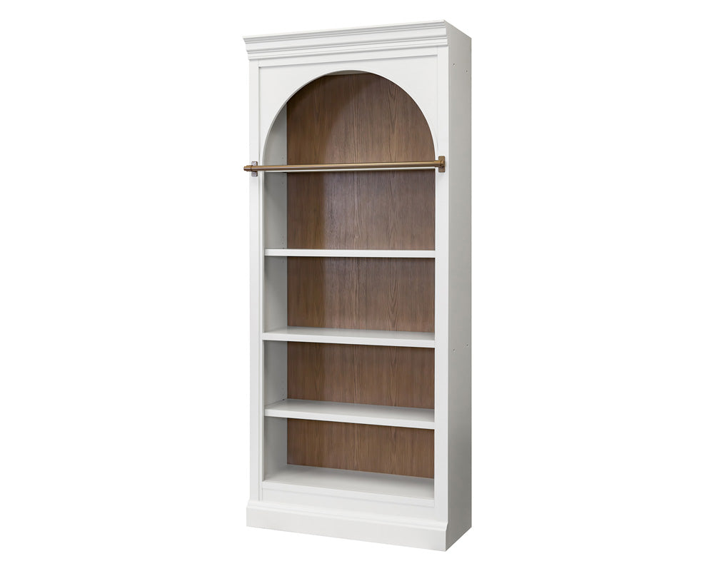 Martin Furniture - Albany - Contemporary 94" Tall Arched Wood Bookcase, Storage Organizer, Office Shelving, Fully Assembled, White - IMAL4094 view 1