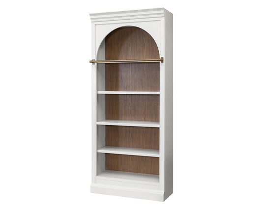 Martin Furniture - Albany - Contemporary 94" Tall Arched Wood Bookcase, Storage Organizer, Office Shelving, Fully Assembled, White - IMAL4094 view 1