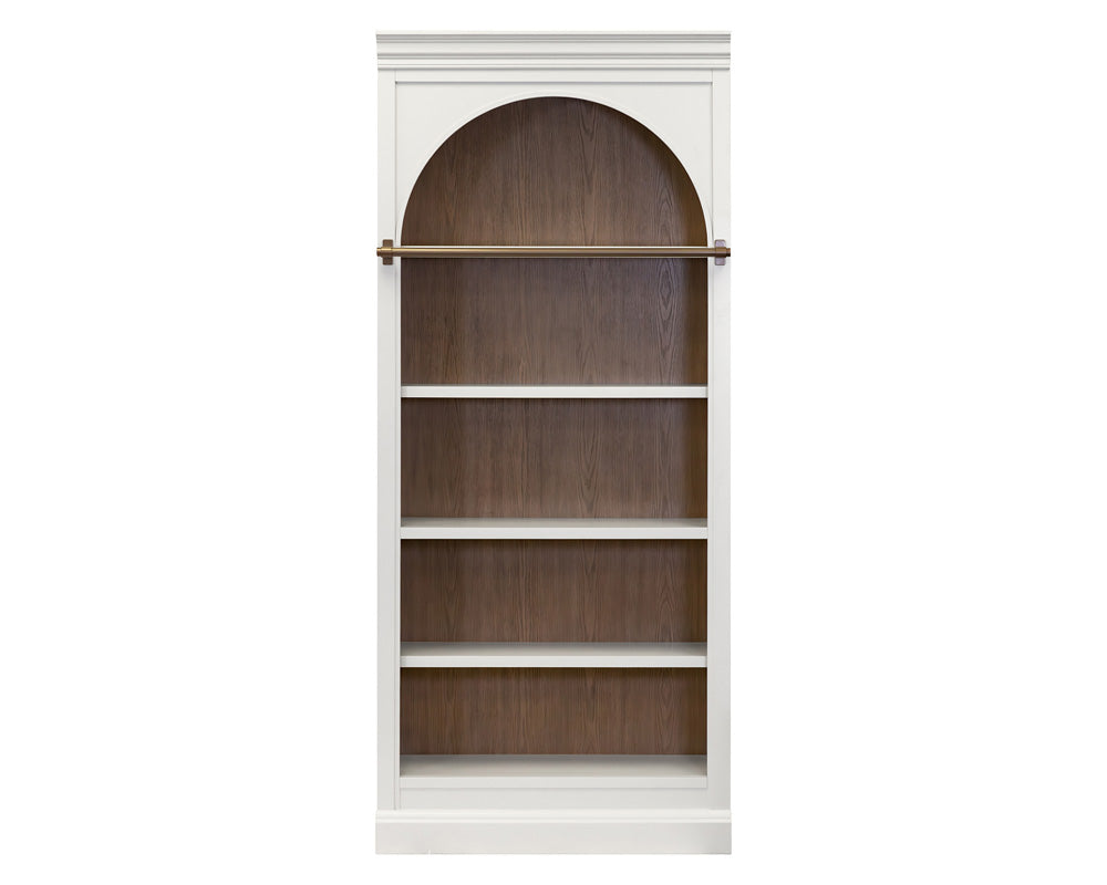 Martin Furniture - Albany - Contemporary 94" Tall Arched Wood Bookcase, Storage Organizer, Office Shelving, Fully Assembled, White - IMAL4094 view 2