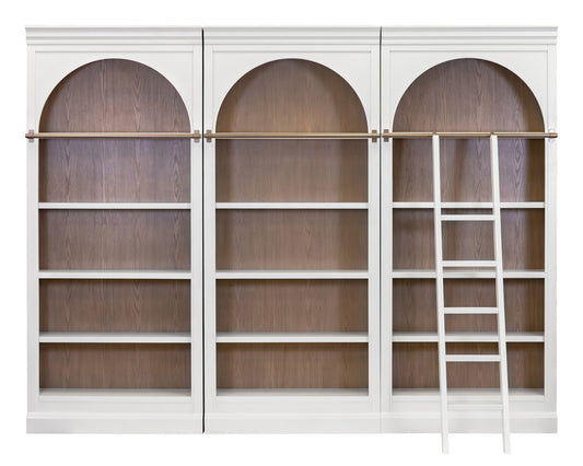 Martin Furniture - Albany - Contemporary 94" Tall Three Piece Arched Wood Bookcase Wall, Office Shelving, Fully Assembled, White - IMAL4094KIT3 view 2