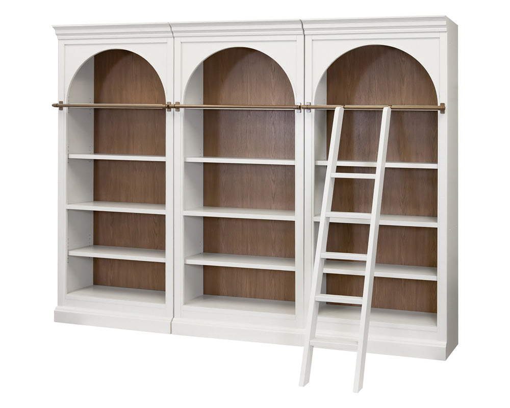 Martin Furniture - Albany - Contemporary 94" Tall Three Piece Arched Wood Bookcase Wall, Office Shelving, Fully Assembled, White - IMAL4094KIT3 view 3
