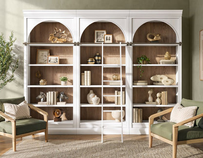 Martin Furniture - Albany - Contemporary 94" Tall Three Piece Arched Wood Bookcase Wall, Office Shelving, Fully Assembled, White - IMAL4094KIT3 view 8