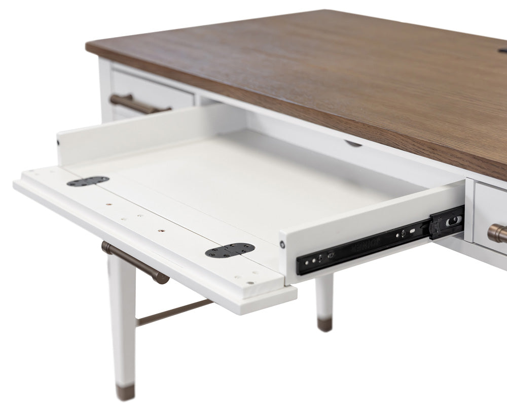 Martin Furniture - Albany - Contemporary Modern Wood Writing Desk, Office Table With Storage, White - IMAL384 view 4