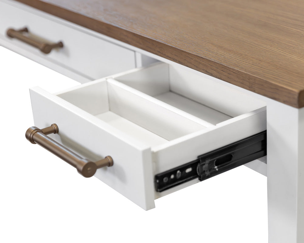 Martin Furniture - Albany - Contemporary Modern Wood Writing Desk, Office Table With Storage, White - IMAL384 view 5