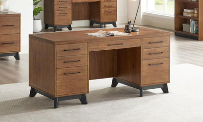 Martin Furniture - Avery Modern Wood Double Pedestal Executive Desk In Brown - IMAV640 veiw 8