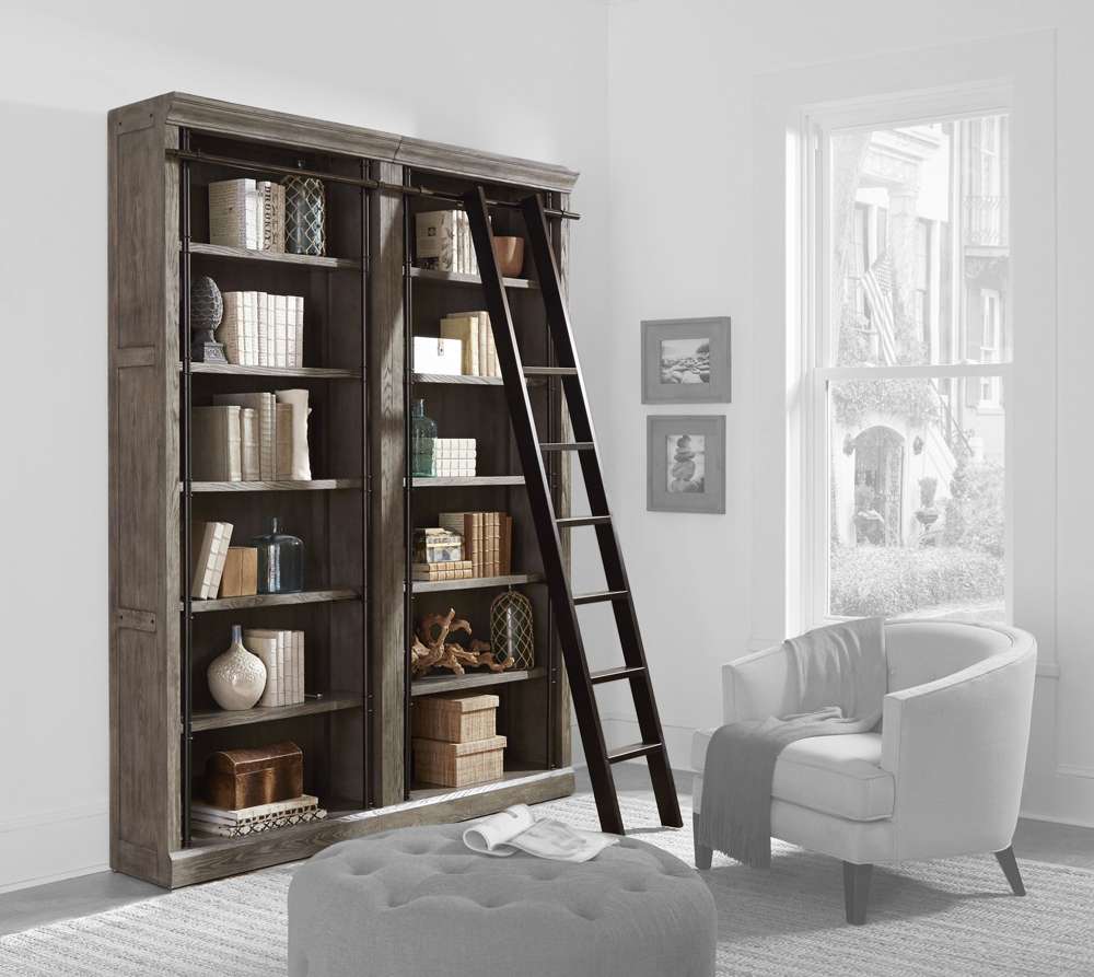 Martin Furniture - Avondale 8 Tall Bookcase Wall With Ladder Set, Gray - AE4094GKIT2PC veiw 1