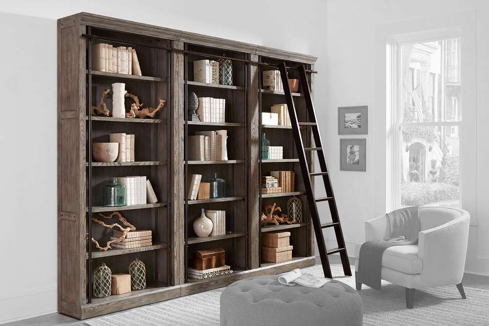Martin Furniture - Avondale 8 Tall Bookcase Wall With Ladder Set, Gray - AE4094GKIT3PC veiw 1