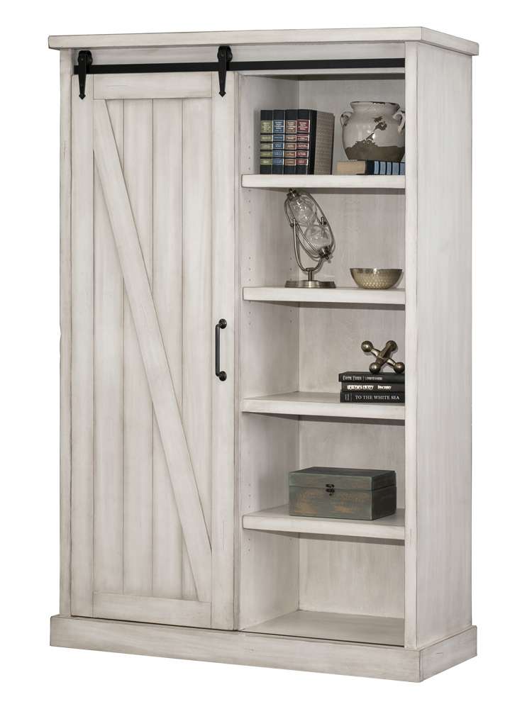 Martin Furniture - Avondale Rustic Barn Door Bookcase, White - IMAE4872W veiw 1