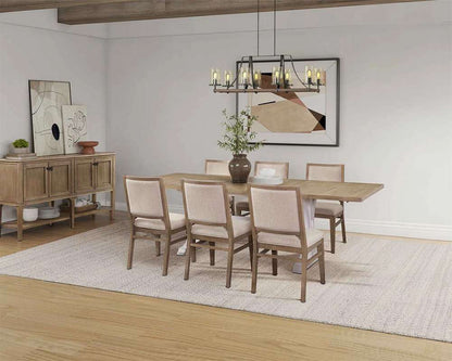 Martin Furniture - Bluff Point - Modern Wood Rectangular Trestle Base Kitchen Dining Table and Six Chairs, Brown - IMBL7842KIT7 veiw 1