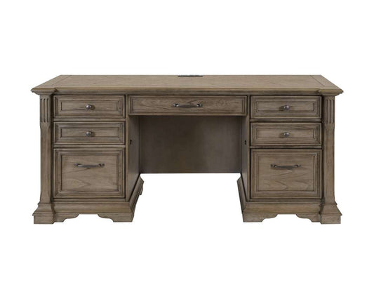 Martin Furniture - Bristol - Traditional Credenza, Wood Office Desk, Writing Table, Storage Desk, Light Brown - IMBR689 veiw 1
