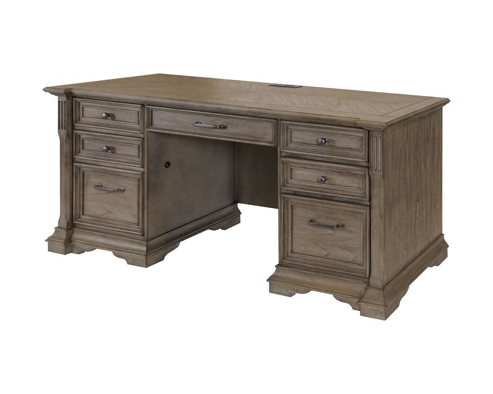 Martin Furniture - Bristol - Traditional Credenza, Wood Office Desk, Writing Table, Storage Desk, Light Brown - IMBR689 veiw 2