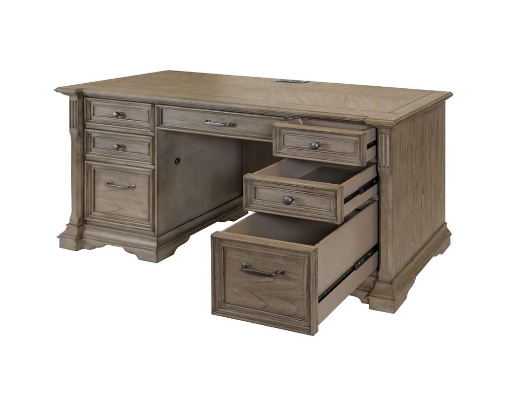 Martin Furniture - Bristol - Traditional Credenza, Wood Office Desk, Writing Table, Storage Desk, Light Brown - IMBR689 veiw 8