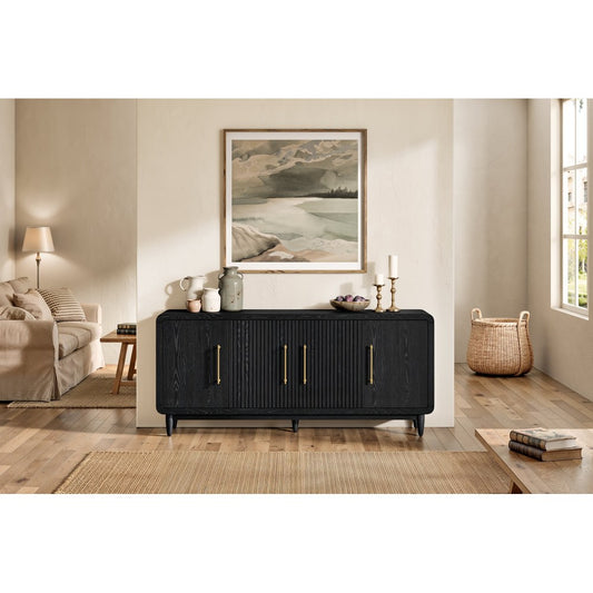 Martin Furniture - Camden - 72" TV Console, Modern, Four Door Entertainment Stand, Wood Accent Cabinet/Credenza, Fully Assembled, Black - IMCN370B view 1