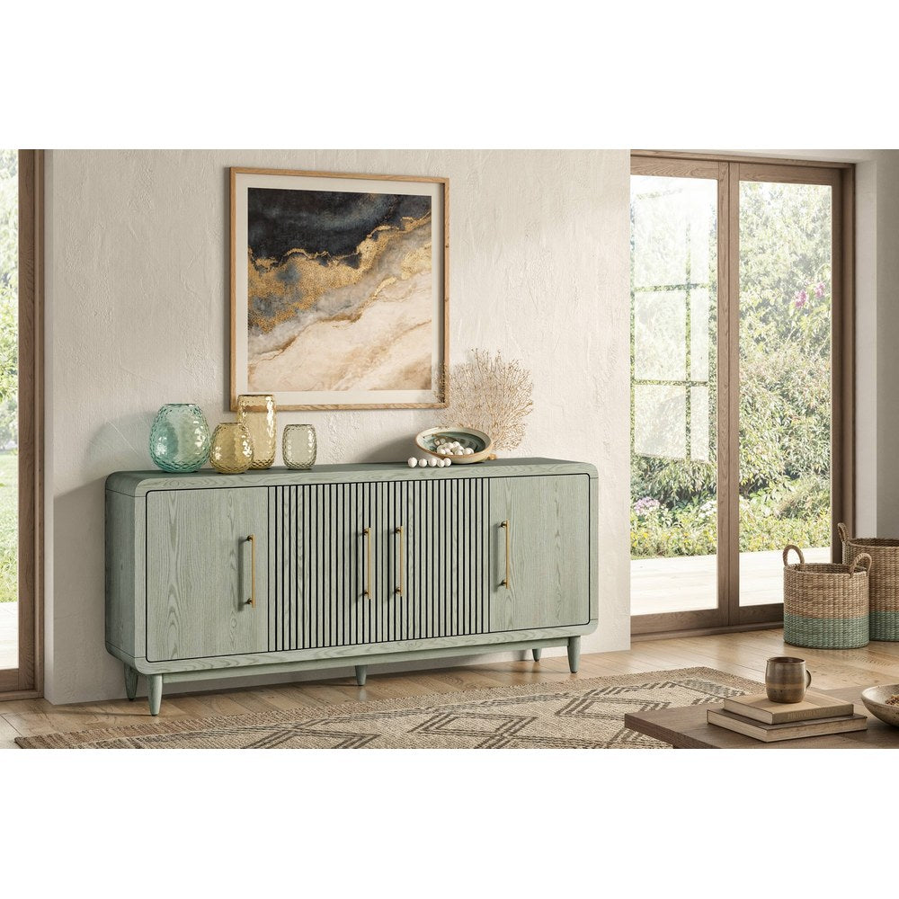 Martin Furniture - Camden - 72" TV Console, Modern, Four Door Entertainment Stand, Wood Accent Cabinet/Credenza, Fully Assembled, Pistachio - IMCN370P view 1