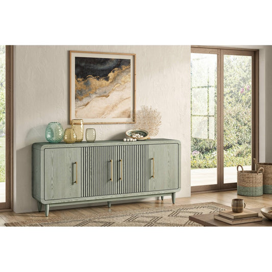 Martin Furniture - Camden - 72" TV Console, Modern, Four Door Entertainment Stand, Wood Accent Cabinet/Credenza, Fully Assembled, Pistachio - IMCN370P view 1