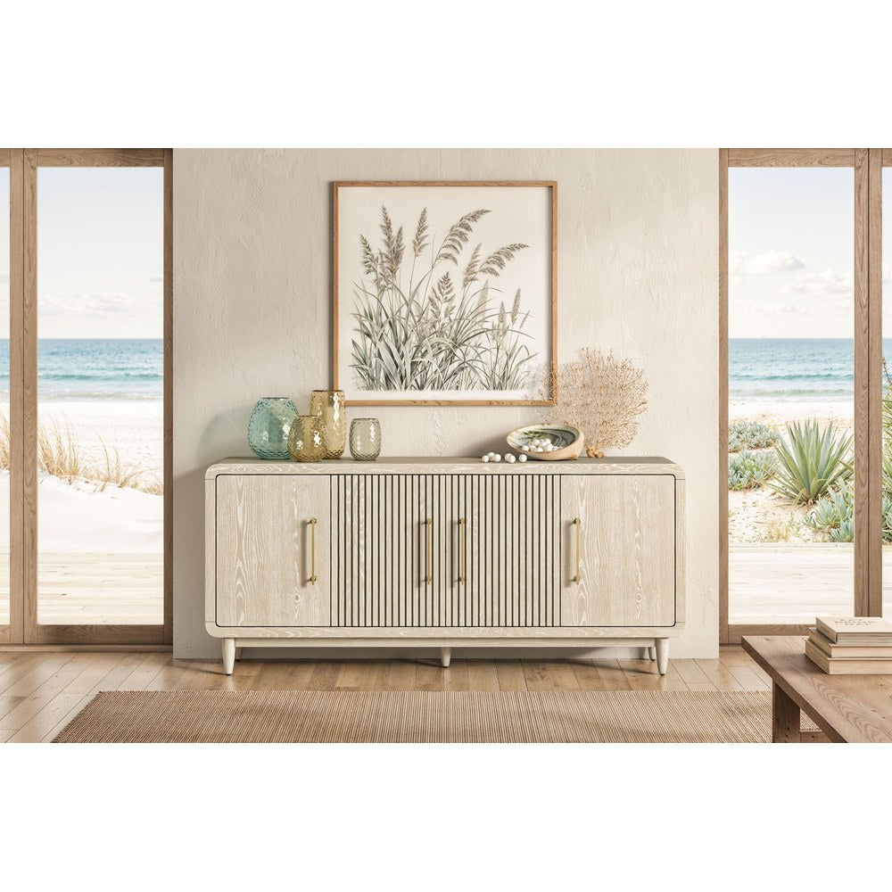 Martin Furniture - Camden - 72" TV Console, Modern, Four Door Entertainment Stand, Wood Accent Cabinet/Credenza, Fully Assembled, White - IMCN370W view 1