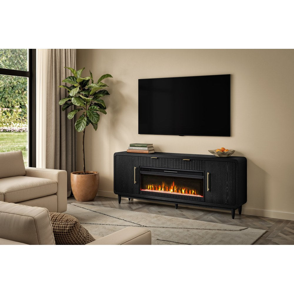 Martin Furniture - Camden - 80" Modern Fireplace Console, Entertainment Storage, TV Stand, Fully Assembed, Black - IMCN380FPB view 1