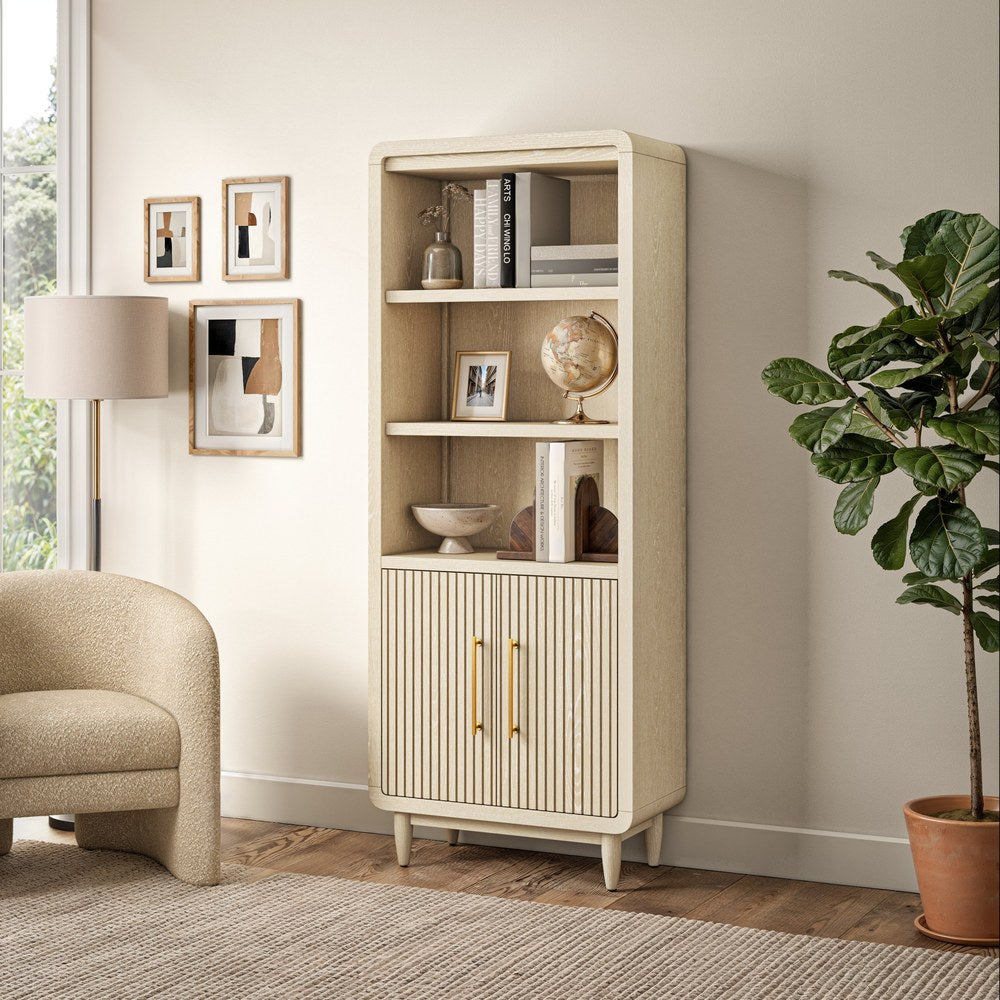 Martin Furniture - Camden - Modern Wood Bookcase With Doors, Office/Entertainment Shelving, Entertainment Storage, Storage Cabinet, Fully Assembled, White - IMCN3076DW view 1