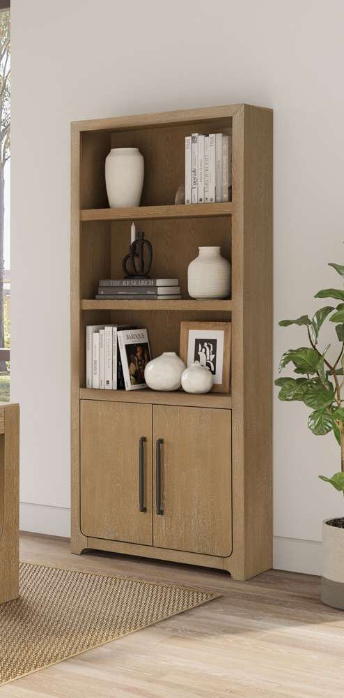 Martin Furniture - Canyon Drive - Modern Wood Bookcase with Doors, Office Shelving, Storage Cabinet, Fully Assembled, Light Brown - IMCD3278D veiw 4