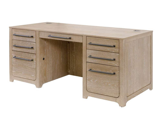 Martin Furniture - Canyon Drive - Modern Wood Double Pedestal Executive Desk, Writing Table, Office Storage, Fully Assembled, Light Brown - IMCD680 veiw 1