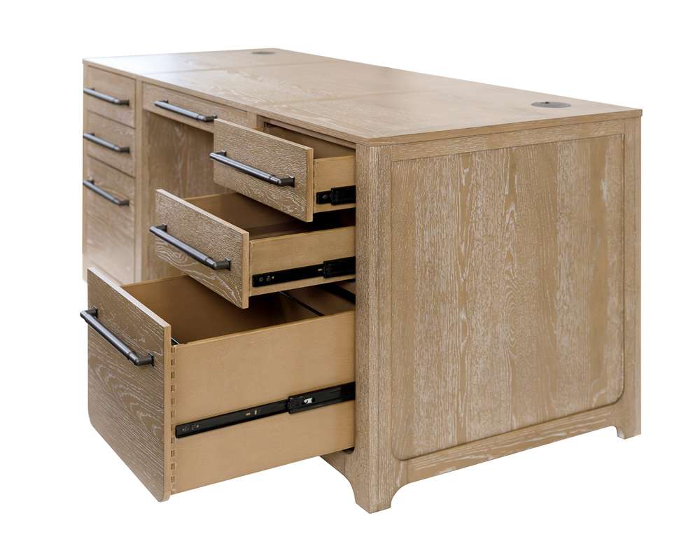 Martin Furniture - Canyon Drive - Modern Wood Double Pedestal Executive Desk, Writing Table, Office Storage, Fully Assembled, Light Brown - IMCD680 veiw 5