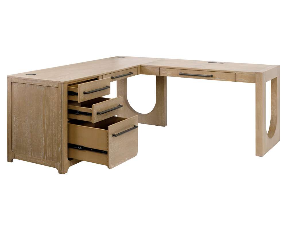 Martin Furniture - Canyon Drive - Modern Wood L-Shape Pedestal Desk with RHF Open Return, Corner Office Desk, Storage Table, Light Brown - IMCD684 veiw 9