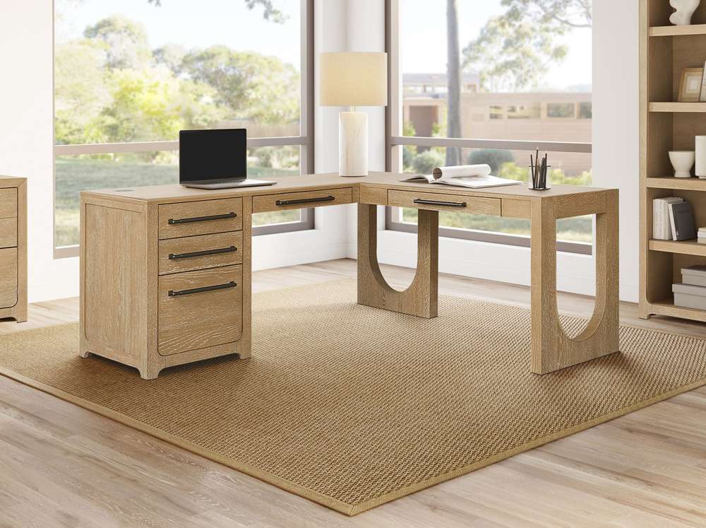 Martin Furniture - Canyon Drive - Modern Wood L-Shape Pedestal Desk with RHF Open Return, Corner Office Desk, Storage Table, Light Brown - IMCD684 veiw 10