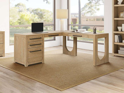Martin Furniture - Canyon Drive - Modern Wood L-Shape Pedestal Desk with RHF Open Return, Corner Office Desk, Storage Table, Light Brown - IMCD684 veiw 10