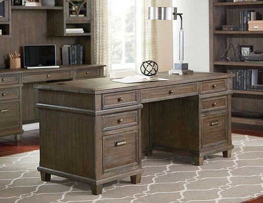 Martin Furniture - Carson Wood Double Pedestal Executive Desk, Gray - IMCA680 veiw 2