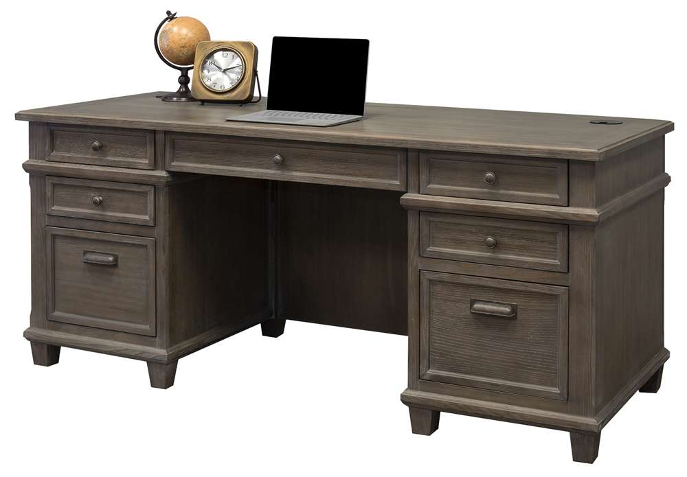 Martin Furniture - Carson Wood Double Pedestal Executive Desk, Gray - IMCA680 veiw 3