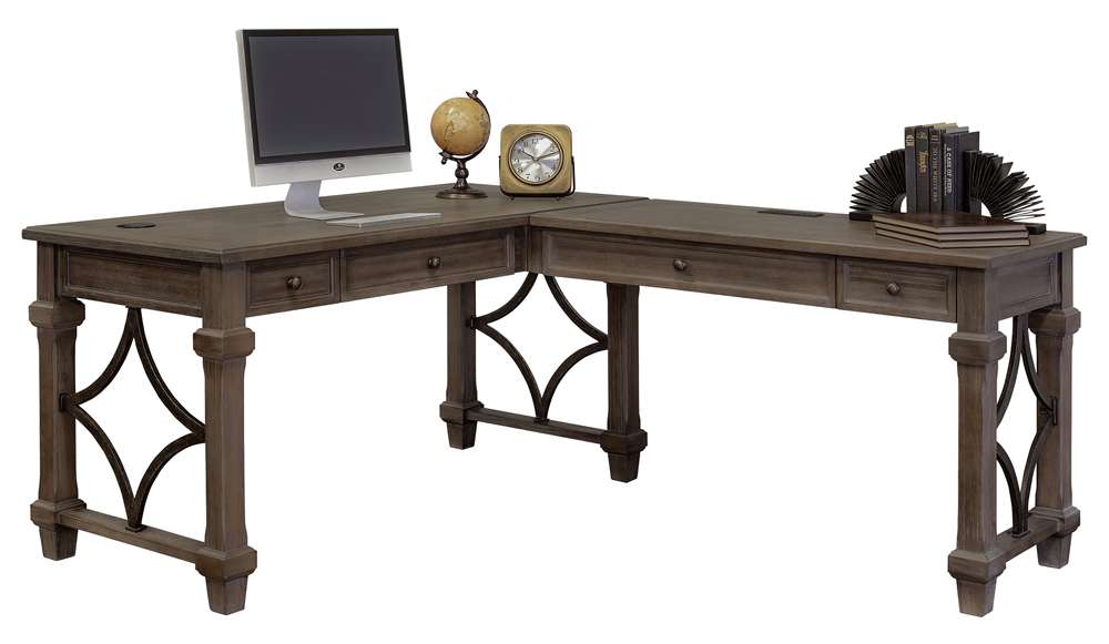Martin Furniture - Carson Wood Open L-Desk & Return, Gray - IMCA386R-Kit veiw 2