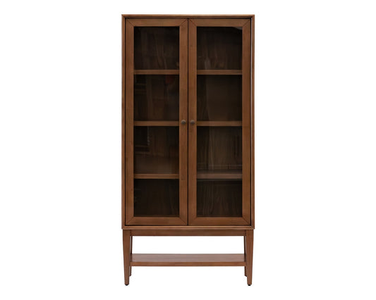 Martin Furniture - Cupertino - Mid-Century Modern Wood Dining Display Cabinet, Kitchen Storage, Bookcase, Brown - IMCU3674D veiw 1