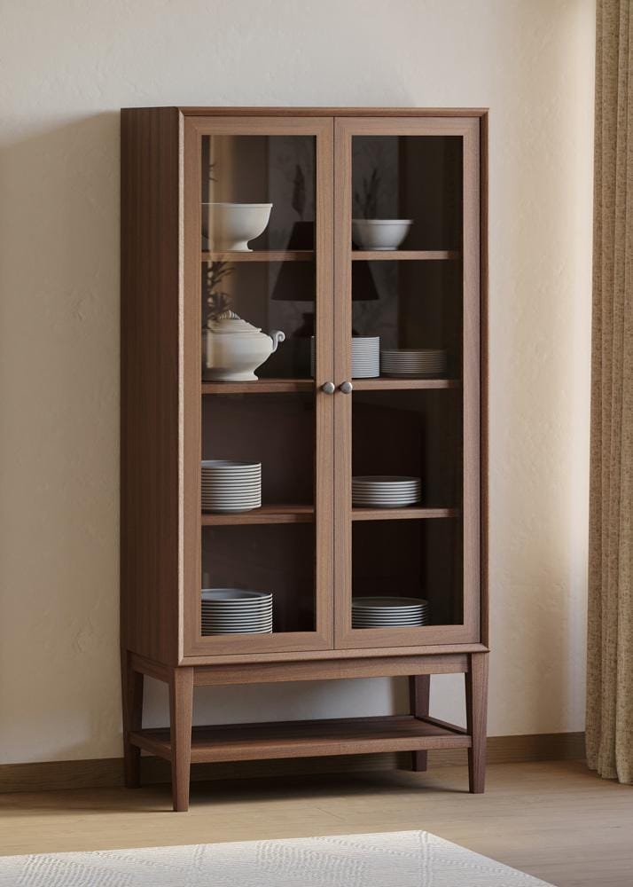 Martin Furniture - Cupertino - Mid-Century Modern Wood Dining Display Cabinet, Kitchen Storage, Bookcase, Brown - IMCU3674D veiw 5