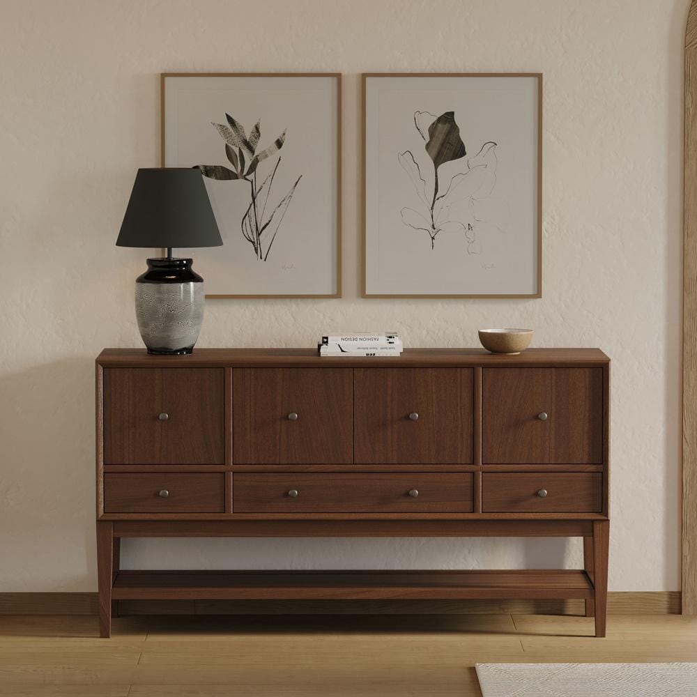 Martin Furniture - Cupertino - Mid-Century Modern Wood Sideboard, Dining Storage, TV Stand, Entertainment Console, Bar Cabinet, Fully Assembled, Brown - IMCU370 veiw 3