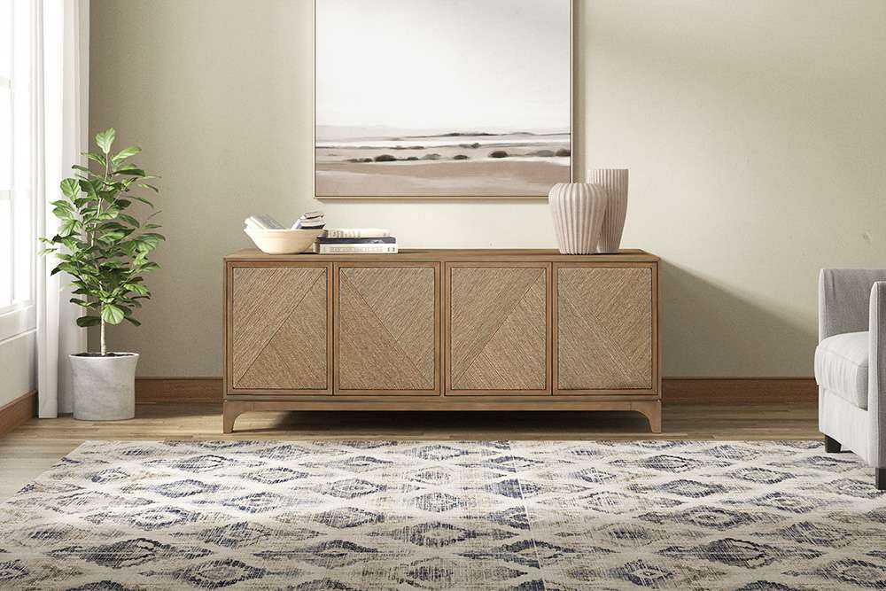 Martin Furniture - Cypress - Coastal Style 70in TV Console, Entertainment Stand, Light Wood Accent Cabinet, Fully Assembled, Brown  - IMCY370 veiw 2