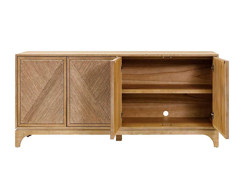 Martin Furniture - Cypress - Coastal Style 70in TV Console, Entertainment Stand, Light Wood Accent Cabinet, Fully Assembled, Brown  - IMCY370 veiw 8