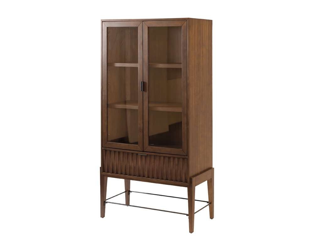 Martin Furniture - Delray - Mid-century Modern Glass Door Bookcase/ Display, Office Bookcase/Display, Accent Bookcase/Display, Brown - IMDY3872D veiw 1