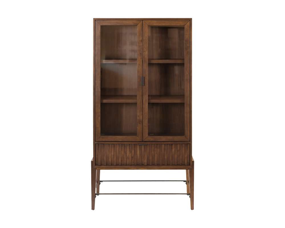 Martin Furniture - Delray - Mid-century Modern Glass Door Bookcase/ Display, Office Bookcase/Display, Accent Bookcase/Display, Brown - IMDY3872D veiw 2